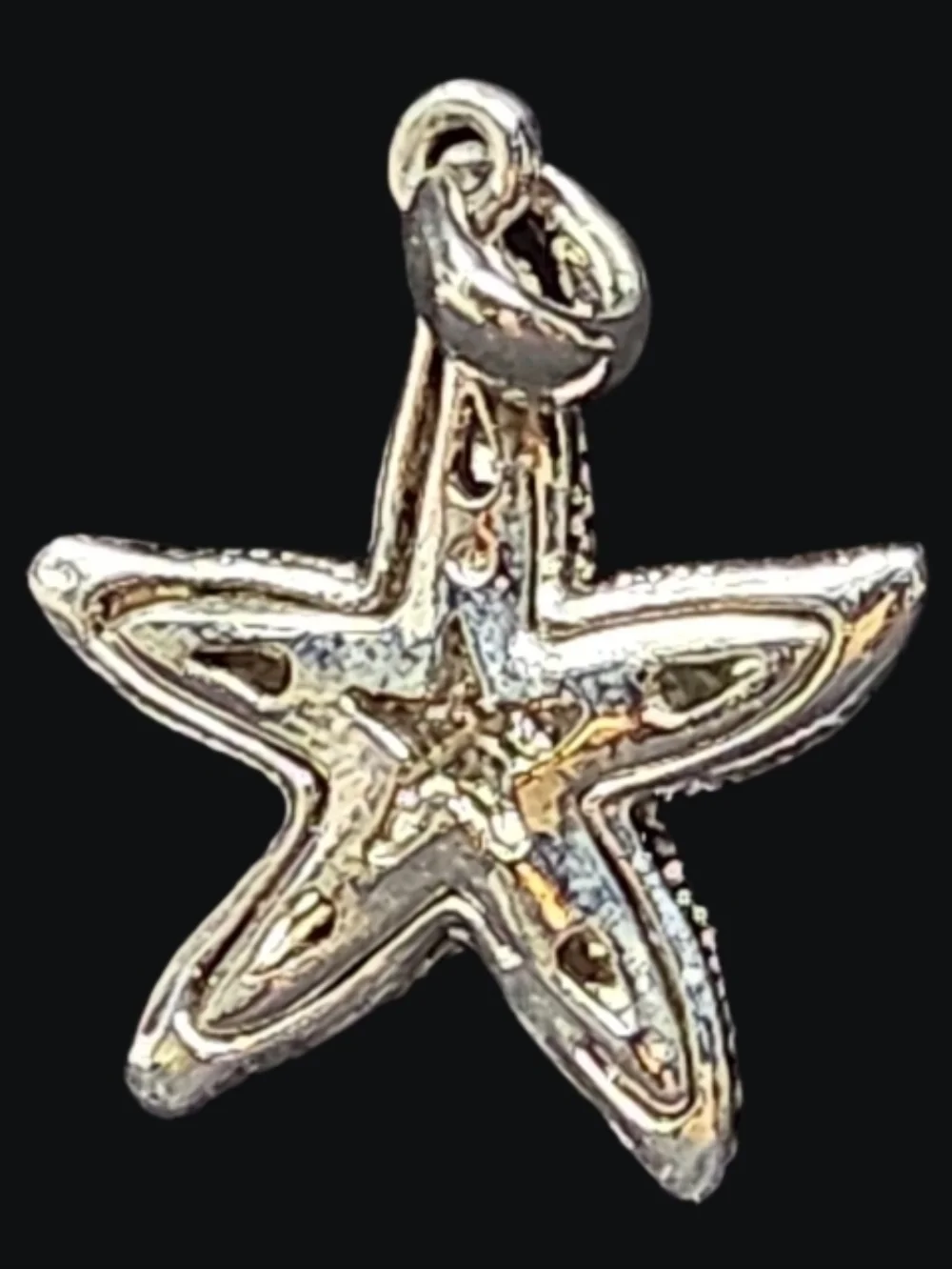 Rhinestone Silver-Tone Starfish Charm Pendant Necklace - Pendant Only